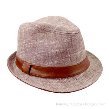 Women's Classic Cotton Twill Fedora Cap with Self Band and Loop Trim